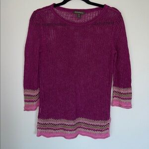 Y2K Tommy Bahama Fairycore Boho Lightweight 3/4 Sleeve Crochet Sweater Top